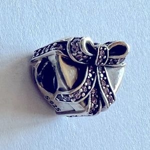 Pandora Sterling Silver 925 European Charm Heart Shaped Present 791423PCZ